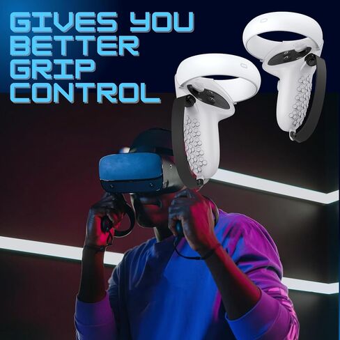 AMZDM Controller Grip for Oculus Quest 2 Accessories Grips Cover for VR Touch Controllers Covers Protector with Non-Slip Thumb Grips 1Pair Black in Saudi Arabia