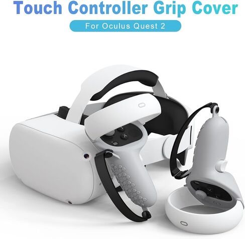 AMZDM Controller Grip for Oculus Quest 2 Accessories Grips Cover for VR Touch Controllers Covers Protector with Non-Slip Thumb Grips 1Pair Black in Saudi Arabia