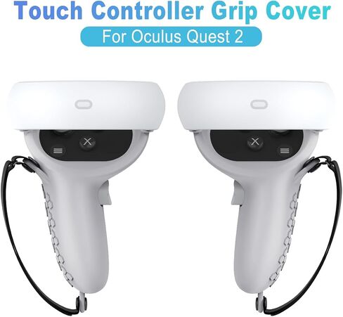 AMZDM Controller Grip for Oculus Quest 2 Accessories Grips Cover for VR Touch Controllers Covers Protector with Non-Slip Thumb Grips 1Pair Black in Saudi Arabia