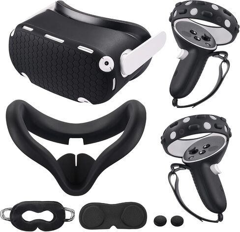 Compatible with Oculus Quest 2 Accessories,Silicone face Cover, VR Shell Cover,Compatible with Quest 2 Touch Controller Grip Cover,Protective Lens Cover,Disposable Eye Cover. (Starry Purple) in Kuwait
