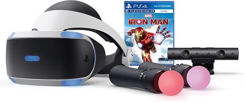 حزمة Sony Playstation VR Marvel's Iron Man VR، باللون الأبيض: سماعة رأس Playstation VR، كاميرا، 2 وحدة تحكم في الحركة، رمز Marvel's Iron Man VR الرقمي لجهاز PS4 PS5 in Saudi Arabia