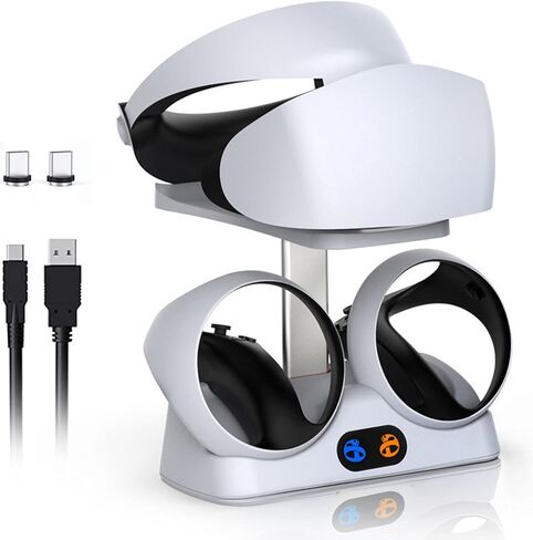 Charging Station for PS VR2 Sense Controllers with Headset Holder, Nargos Virtual Reality Charger Stand Dock PSVR2 Headset Display Accessories in Saudi Arabia
