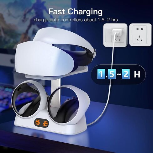 Charging Station for PS VR2 Sense Controllers with Headset Holder, Nargos Virtual Reality Charger Stand Dock PSVR2 Headset Display Accessories in Saudi Arabia