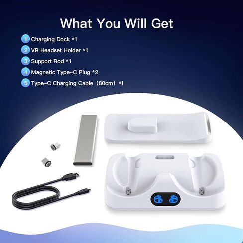 Charging Station for PS VR2 Sense Controllers with Headset Holder, Nargos Virtual Reality Charger Stand Dock PSVR2 Headset Display Accessories in Saudi Arabia
