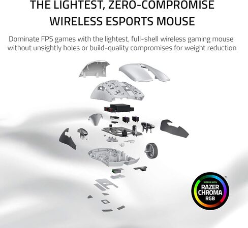 ماوس الألعاب اللاسلكي Razer Viper Ultimate خفيف الوزن: أسرع مفاتيح الألعاب - مستشعر بصري 20K DPI - إضاءة Chroma - 8 أزرار قابلة للبرمجة - بطارية 70 ساعة - أسود كلاسيكي | أسرع مفاتيح الألعاب، مستشعر بصري 20K DPI، إضاءة Chroma، 8 Progr in Kuwait