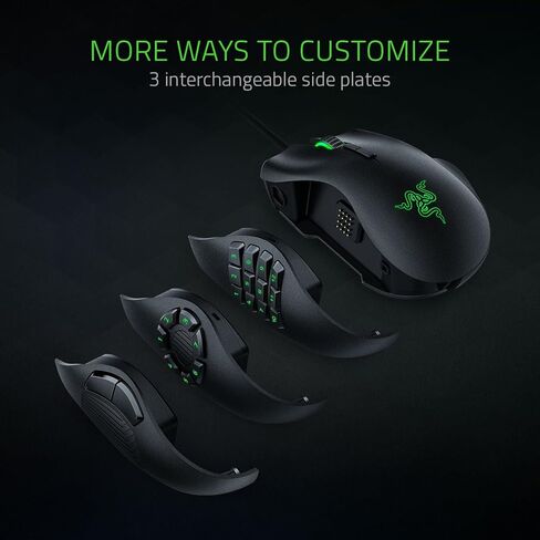 Razer Naga Trinity Gaming Mouse: 16,000 DPI Optical Sensor - Chroma RGB Lighting - Interchangeable Side Plate w/ 2, 7, 12 Button Configurations - Mechanical Switches in Kuwait