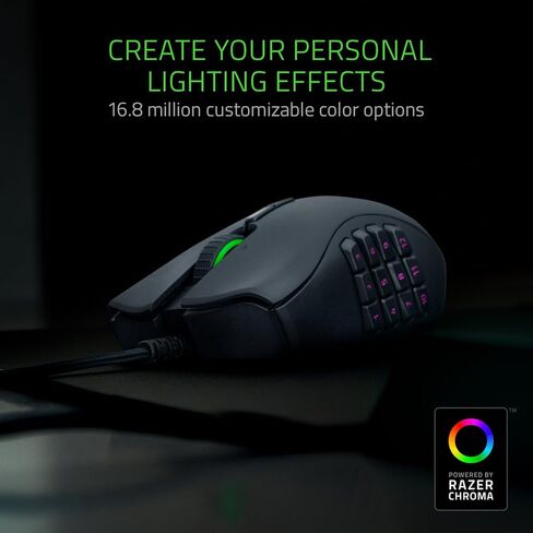 Razer Naga Trinity Gaming Mouse: 16,000 DPI Optical Sensor - Chroma RGB Lighting - Interchangeable Side Plate w/ 2, 7, 12 Button Configurations - Mechanical Switches in Kuwait