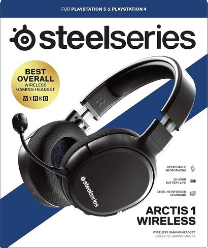 سماعة الألعاب اللاسلكية SteelSeries Arctis 1 - USB-C - ميكروفون Clearcast قابل للفصل - للكمبيوتر الشخصي، PS4، Nintendo Switch وLite، Android - أسود in Saudi Arabia