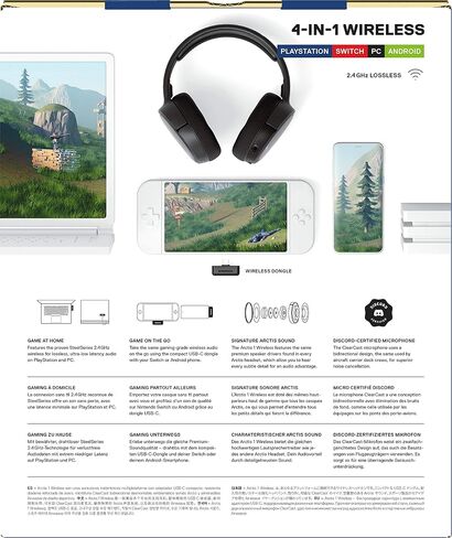 سماعة الألعاب اللاسلكية SteelSeries Arctis 1 - USB-C - ميكروفون Clearcast قابل للفصل - للكمبيوتر الشخصي، PS4، Nintendo Switch وLite، Android - أسود in Saudi Arabia