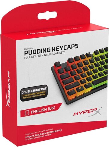 HyperX Pudding Keycaps - Double Shot PBT Keycap Set with Translucent Layer, for Mechanical Keyboards, Full 104 Key Set, OEM Profile, English (US) Layout - Black in Saudi Arabia