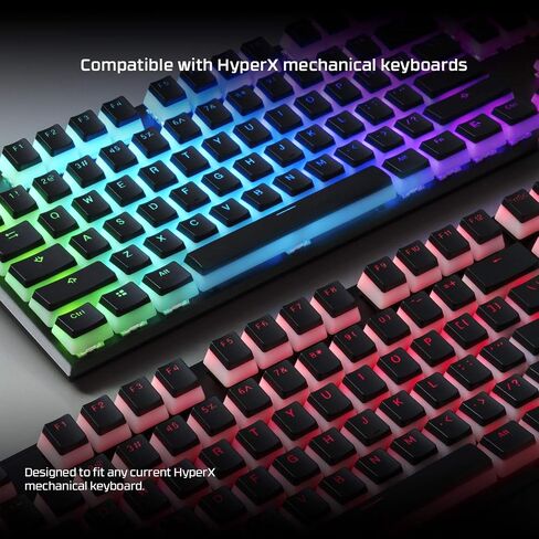 HyperX Pudding Keycaps - Double Shot PBT Keycap Set with Translucent Layer, for Mechanical Keyboards, Full 104 Key Set, OEM Profile, English (US) Layout - Black in Saudi Arabia