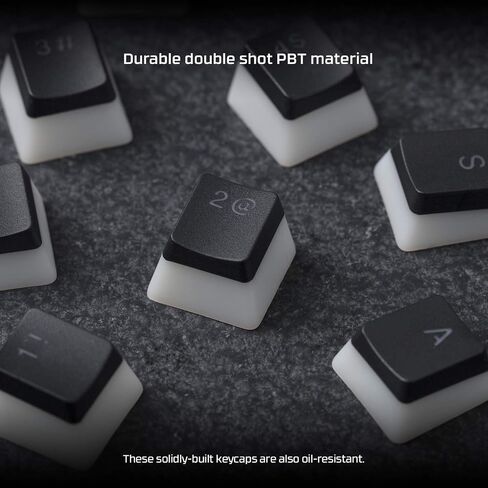HyperX Pudding Keycaps - Double Shot PBT Keycap Set with Translucent Layer, for Mechanical Keyboards, Full 104 Key Set, OEM Profile, English (US) Layout - Black in Saudi Arabia