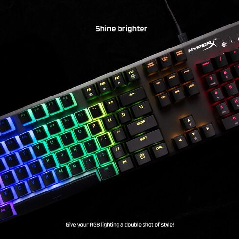 HyperX Pudding Keycaps - Double Shot PBT Keycap Set with Translucent Layer, for Mechanical Keyboards, Full 104 Key Set, OEM Profile, English (US) Layout - Black in Saudi Arabia