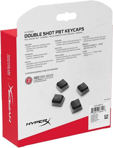 HyperX Pudding Keycaps - Double Shot PBT Keycap Set with Translucent Layer, for Mechanical Keyboards, Full 104 Key Set, OEM Profile, English (US) Layout - Black in Saudi Arabia