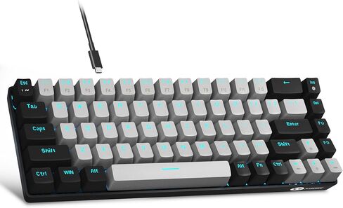 MageGee Portable 60% Mechanical Gaming Keyboard, MK-Box LED Backlit Compact 68 Keys Mini Wired Office Keyboard with Red Switch for Windows Laptop PC Mac - Sky Blue in Kuwait