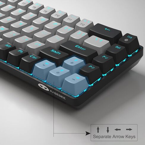 MageGee Portable 60% Mechanical Gaming Keyboard, MK-Box LED Backlit Compact 68 Keys Mini Wired Office Keyboard with Red Switch for Windows Laptop PC Mac - Sky Blue in Kuwait