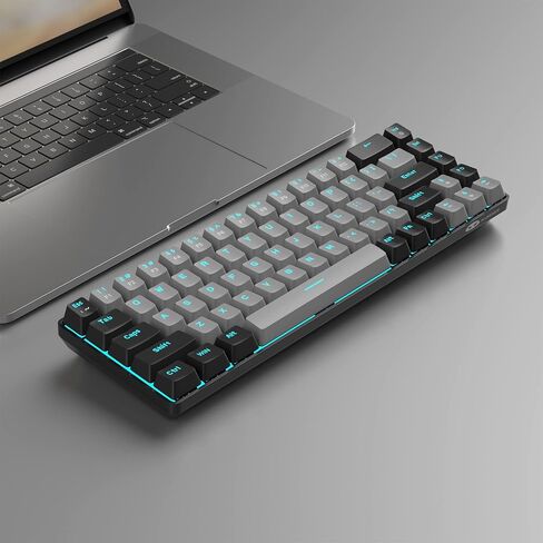 MageGee Portable 60% Mechanical Gaming Keyboard, MK-Box LED Backlit Compact 68 Keys Mini Wired Office Keyboard with Red Switch for Windows Laptop PC Mac - Sky Blue in Kuwait