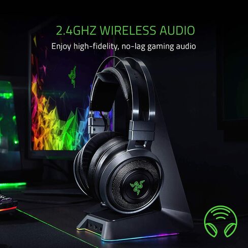 Razer Nari Ultimate Wireless 7.1 Surround Sound Gaming Headset: THX Audio & Haptic Feedback - Auto-Adjust Headband - Chroma RGB - Retractable Mic - For PC, PS4, PS5 - Black in Saudi Arabia