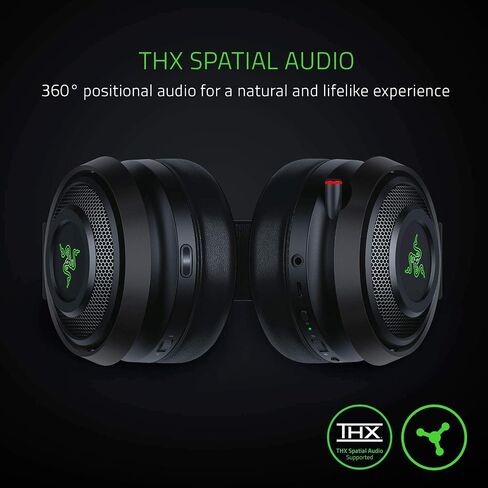 Razer Nari Ultimate Wireless 7.1 Surround Sound Gaming Headset: THX Audio & Haptic Feedback - Auto-Adjust Headband - Chroma RGB - Retractable Mic - For PC, PS4, PS5 - Black in Saudi Arabia