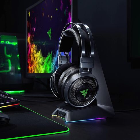 Razer Nari Ultimate Wireless 7.1 Surround Sound Gaming Headset: THX Audio & Haptic Feedback - Auto-Adjust Headband - Chroma RGB - Retractable Mic - For PC, PS4, PS5 - Black in Saudi Arabia