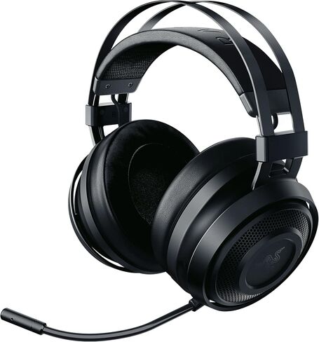 سماعة الألعاب Razer Nari Ultimate Wireless 7.1 ذات الصوت المحيطي: THX Audio & Haptic Feedback - ضبط تلقائي لعصابة الرأس - Chroma RGB - ميكروفون قابل للسحب - للكمبيوتر الشخصي، PS4، PS5 - أسود in Saudi Arabia
