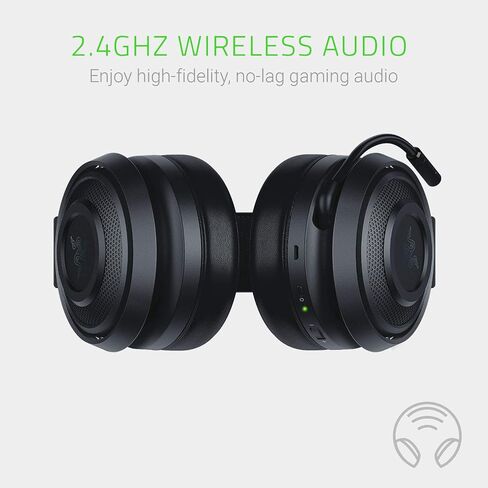 سماعة الألعاب Razer Nari Ultimate Wireless 7.1 ذات الصوت المحيطي: THX Audio & Haptic Feedback - ضبط تلقائي لعصابة الرأس - Chroma RGB - ميكروفون قابل للسحب - للكمبيوتر الشخصي، PS4، PS5 - أسود in Saudi Arabia