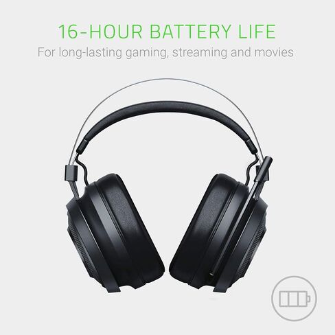 سماعة الألعاب Razer Nari Ultimate Wireless 7.1 ذات الصوت المحيطي: THX Audio & Haptic Feedback - ضبط تلقائي لعصابة الرأس - Chroma RGB - ميكروفون قابل للسحب - للكمبيوتر الشخصي، PS4، PS5 - أسود in Saudi Arabia