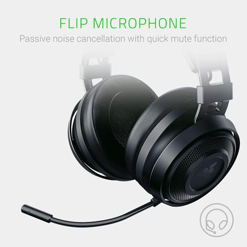 سماعة الألعاب Razer Nari Ultimate Wireless 7.1 ذات الصوت المحيطي: THX Audio & Haptic Feedback - ضبط تلقائي لعصابة الرأس - Chroma RGB - ميكروفون قابل للسحب - للكمبيوتر الشخصي، PS4، PS5 - أسود in Saudi Arabia