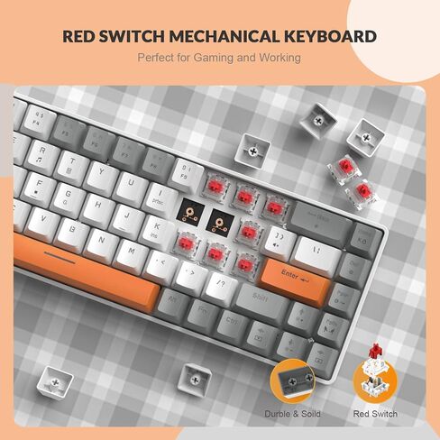 ZIYOU LANG RK-T8 Wired 65% Mechanical Gaming Keyboard with RGB LED Backlit Anti-ghosting TKL Mini 68 Key Custom Coiled C to A Cable Tactile Blue Switch for PS4 PS5 Xbox PC Mac Gamer(Dark Gray/White) in Saudi Arabia
