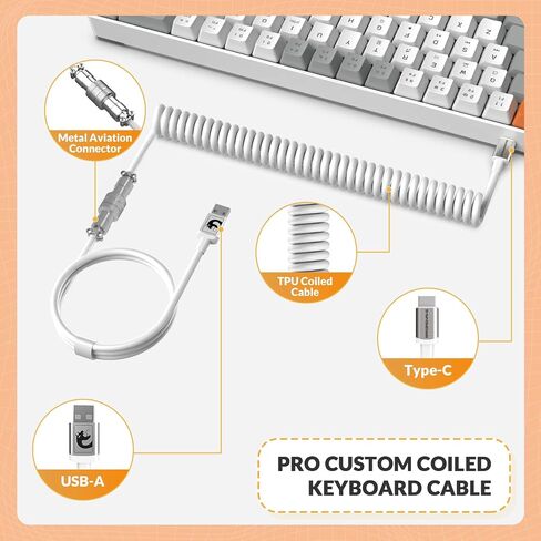 ZIYOU LANG RK-T8 Wired 65% Mechanical Gaming Keyboard with RGB LED Backlit Anti-ghosting TKL Mini 68 Key Custom Coiled C to A Cable Tactile Blue Switch for PS4 PS5 Xbox PC Mac Gamer(Dark Gray/White) in Saudi Arabia