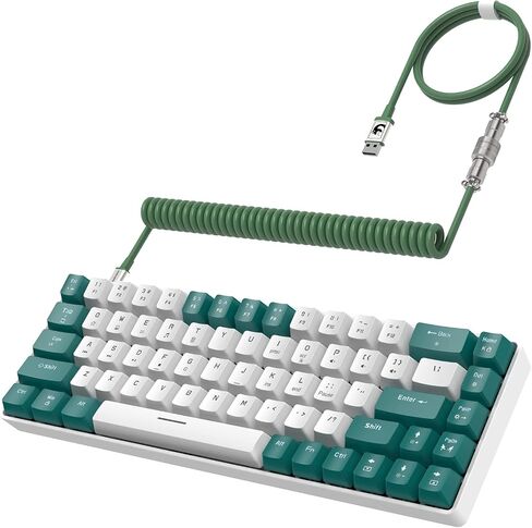 ZIYOU LANG RK-T8 Wired 65% Mechanical Gaming Keyboard with RGB LED Backlit Anti-ghosting TKL Mini 68 Key Custom Coiled C to A Cable Tactile Blue Switch for PS4 PS5 Xbox PC Mac Gamer(Dark Gray/White) in Saudi Arabia