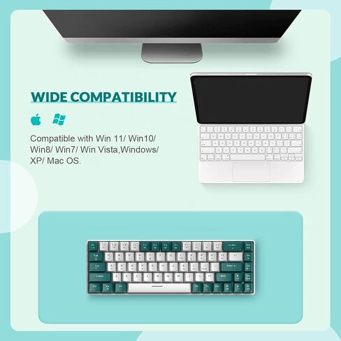 ZIYOU LANG RK-T8 Wired 65% Mechanical Gaming Keyboard with RGB LED Backlit Anti-ghosting TKL Mini 68 Key Custom Coiled C to A Cable Tactile Blue Switch for PS4 PS5 Xbox PC Mac Gamer(Dark Gray/White) in Saudi Arabia