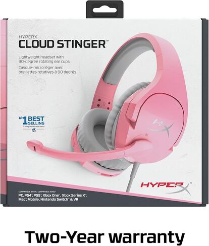 HyperX Cloud Stinger Core - سماعة ألعاب لاسلكية خفيفة الوزن، سماعة رأس DTS: صوت مكاني X، ميكروفون لإلغاء الضوضاء، للكمبيوتر الشخصي، أسود in Saudi Arabia