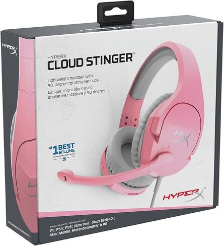 HyperX Cloud Stinger Core - سماعة ألعاب لاسلكية خفيفة الوزن، سماعة رأس DTS: صوت مكاني X، ميكروفون لإلغاء الضوضاء، للكمبيوتر الشخصي، أسود in Saudi Arabia