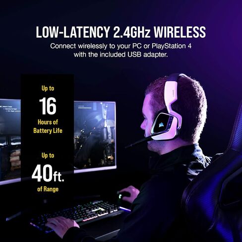 سماعة الألعاب كورسير فويد آر جي بي إليت اللاسلكية للكمبيوتر PS5 PS4 Mac - أبيض in Kuwait