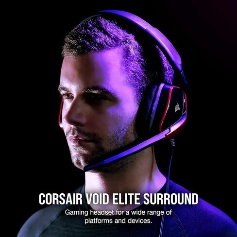 سماعة رأس Corsair Void RGB Elite اللاسلكية المتميزة للألعاب مع صوت محيطي 7.1 - معتمدة من Discord - تعمل مع أجهزة الكمبيوتر الشخصية وPS5 وPS4 - Carbon (CA-9011201-NA)، أسود in Kuwait