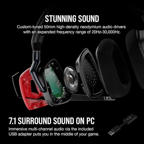 سماعة رأس Corsair Void RGB Elite اللاسلكية المتميزة للألعاب مع صوت محيطي 7.1 - معتمدة من Discord - تعمل مع أجهزة الكمبيوتر الشخصية وPS5 وPS4 - Carbon (CA-9011201-NA)، أسود in Kuwait