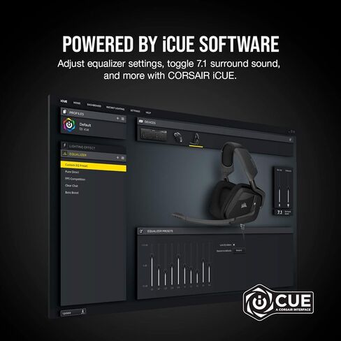 سماعة رأس Corsair Void RGB Elite اللاسلكية المتميزة للألعاب مع صوت محيطي 7.1 - معتمدة من Discord - تعمل مع أجهزة الكمبيوتر الشخصية وPS5 وPS4 - Carbon (CA-9011201-NA)، أسود in Kuwait