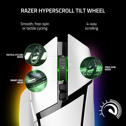 Razer Basilisk V3 Pro Customizable RGB Wireless Gaming Mouse, Black | Optical Switches Gen-3, HyperScroll Tilt Wheel, RGB, 11 Programmable Buttons, Focus Pro 30K Optical Sensor, 150 Hr Battery in Kuwait