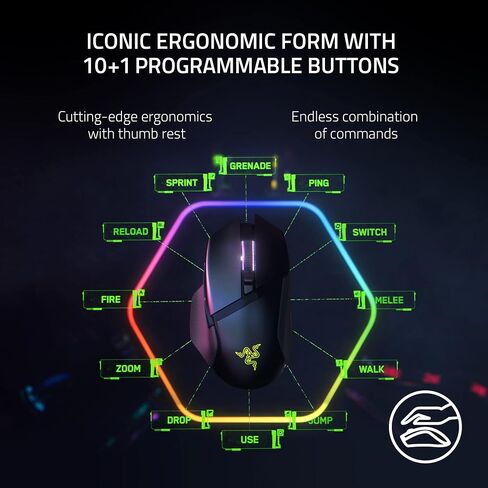 Razer Basilisk V3 Pro Customizable RGB Wireless Gaming Mouse, Black | Optical Switches Gen-3, HyperScroll Tilt Wheel, RGB, 11 Programmable Buttons, Focus Pro 30K Optical Sensor, 150 Hr Battery in Kuwait