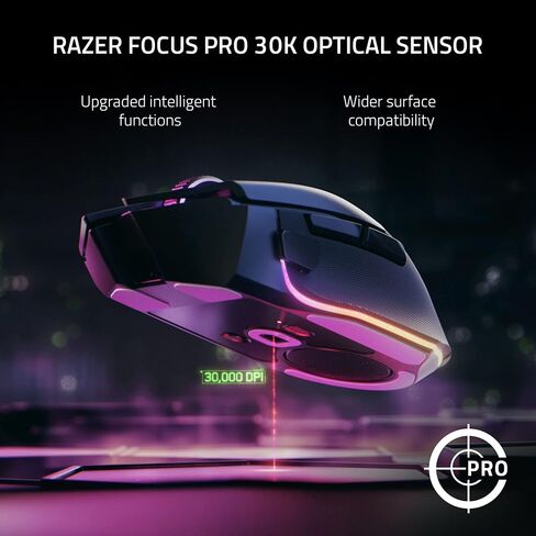 Razer Basilisk V3 Pro Customizable RGB Wireless Gaming Mouse, Black | Optical Switches Gen-3, HyperScroll Tilt Wheel, RGB, 11 Programmable Buttons, Focus Pro 30K Optical Sensor, 150 Hr Battery in Kuwait