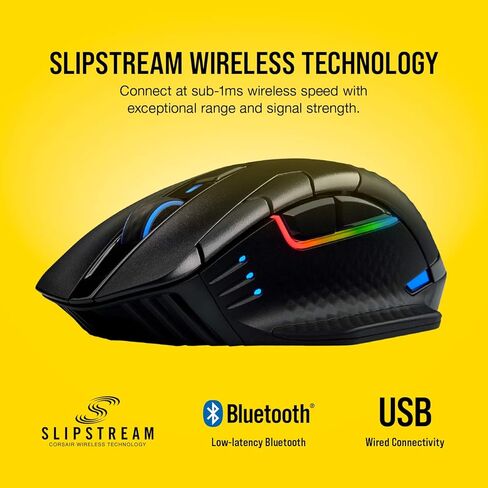 كورسير دارك كور RGB برو، ماوس ألعاب FPS/MOBA لاسلكي مع تقنية SLIPSTREAM، أسود، إضاءة خلفية RGB LED، 18000 نقطة لكل بوصة، بصري، CH-9315411-NA in Kuwait