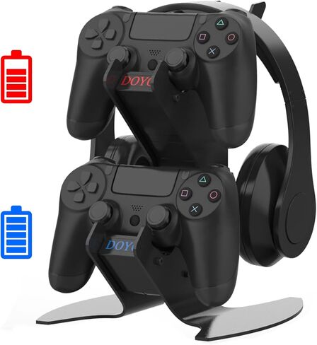 PS5 Controller Charging Station, Charger Headset Stand for PS5 Controllers 2 Hours Quick Charge LED Display Protective Chip Charging Dock for DualSense in Saudi Arabia