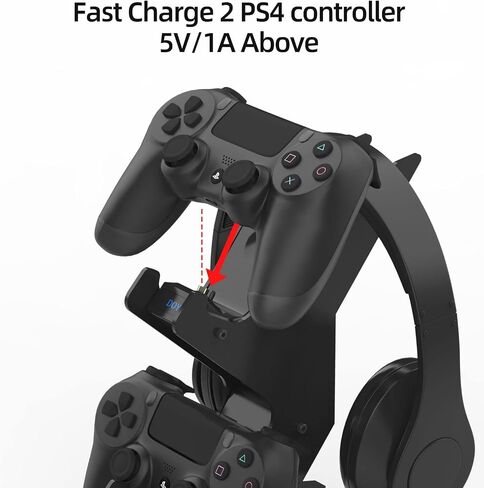 PS5 Controller Charging Station, Charger Headset Stand for PS5 Controllers 2 Hours Quick Charge LED Display Protective Chip Charging Dock for DualSense in Saudi Arabia