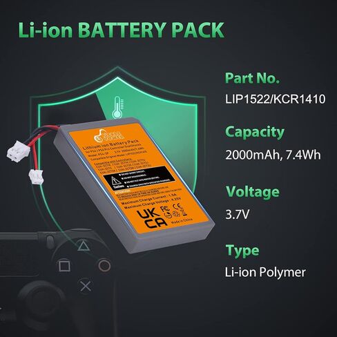 Pickle Power 2 Pack 2000mAh PS4 PS4Pro Battery Replacement for Sony Playstation 4 Dualshock 4 V1 V2 Controller CUH-ZCT2 CUH-ZCT2E CUH-ZCT1E CUH-ZCT1U in Saudi Arabia