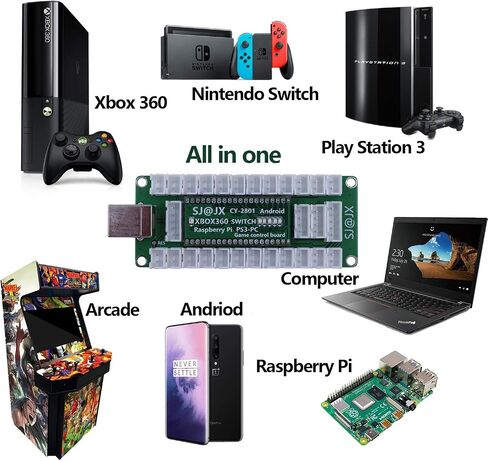 SJ@JX Game Controller Encoder 3D Analog Stick Sensor Fly Joy DIY Arcade Joystick Button Gamepad Code Board for Xbox 360 Nintendo Switch Raspberry Pi PS3 PC Andriod in Kuwait