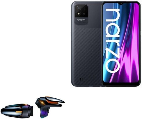 BoxWave Gaming Gear لـ Realme Narzo 50i (Gaming Gear by BoxWave) - شاشة تعمل باللمس QuickTrigger Auto، أزرار الزناد Autofire Gaming Mobile FPS لـ Realme Narzo 50i - Jet Black in Saudi Arabia