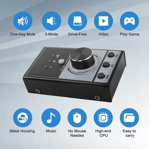 اكس ام اس جيه اس اي واي وحدة تحكم في الصوت بمنفذ USB مع خاصية التشغيل/الإيقاف المؤقت/الخلف/الامام، كتم الصوت بنقرة واحدة لتعديل الصوت ومكبر الصوت والكمبيوتر in Saudi Arabia