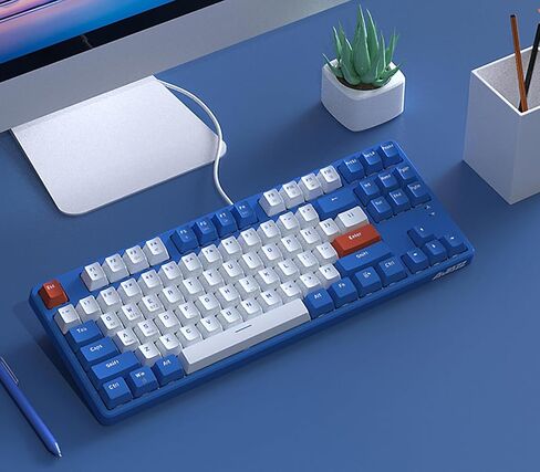 لوحة مفاتيح ميكانيكية لاسلكية Lomiluskr AK871 Hot Swap، بلوتوث/2.4G وضع مزدوج، 87 مفتاحًا صغيرًا، تأتي مع 8 أغطية مفاتيح بديلة، متوافقة مع أجهزة الكمبيوتر/الكمبيوتر المحمول/الهاتف الذكي/الكمبيوتر اللوحي (مفتاح أزرق/أحمر) in Kuwait
