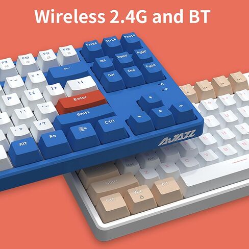 لوحة مفاتيح ميكانيكية لاسلكية Lomiluskr AK871 Hot Swap، بلوتوث/2.4G وضع مزدوج، 87 مفتاحًا صغيرًا، تأتي مع 8 أغطية مفاتيح بديلة، متوافقة مع أجهزة الكمبيوتر/الكمبيوتر المحمول/الهاتف الذكي/الكمبيوتر اللوحي (مفتاح أزرق/أحمر) in Kuwait